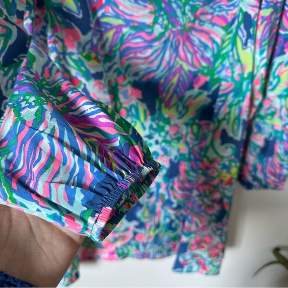 Lilly Pulitzer Indigo Exotic Escapade Adira Stretch Off Shoulder Silk Dress XS - Picture 5 of 8